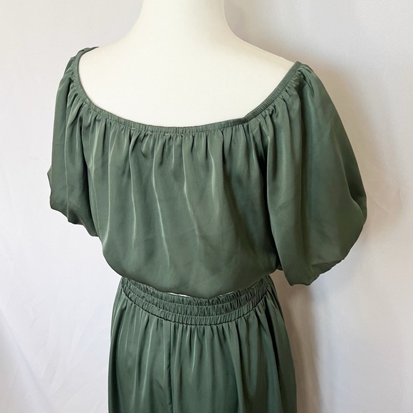 Satin Puff Sleeve Off The Shoulder Top+ Skirt Set S - Picture 6 of 8